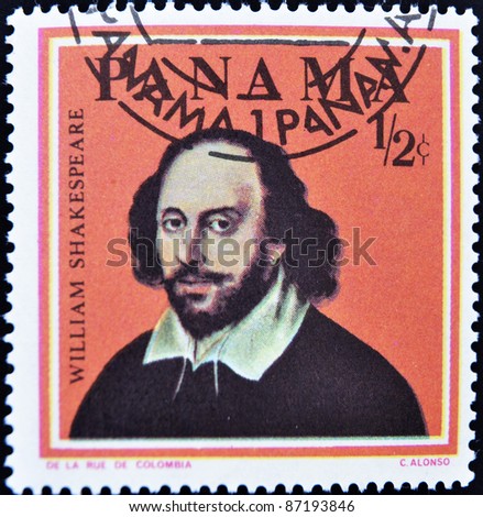 PANAMA - CIRCA 1967: A stamp printed in Panama shows William Shakespeare, circa 1967