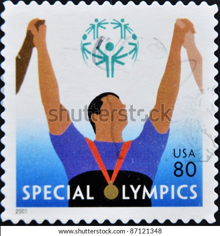 UNITED STATES OF AMERICA - CIRCA 2003: A stamp printed in the United States of America shows image celebrating the Special Olympics, series, circa 2003