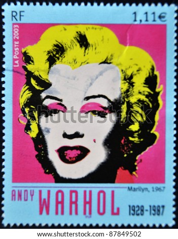 FRANCE CIRCA 2003 A stamp printed in France shows Marilyn Monroe