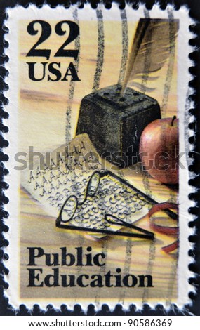 UNITED STATES OF AMERICA - CIRCA 1985: A stamp printed in USA dedicated to public education, circa 1985