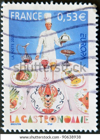 FRANCE - CIRCA 2005: A stamp printed in France dedicated to French gastronomy, circa 2005