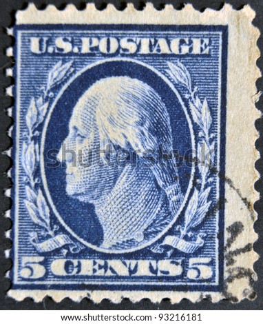 UNITED STATES OF AMERICA - CIRCA 1911: A stamp printed in USA shows George Washington, first president of USA 1789-1797, circa 1911
