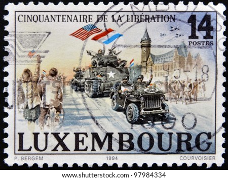LUXEMBOURG - CIRCA 1994: A stamp printed in Luxembourg shows the liberation of fascism in Europe, circa 1994