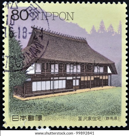 JAPAN - CIRCA 1997: A stamp printed in Japan shows  Tomizawa Family Residence in Gunma, circa 1997