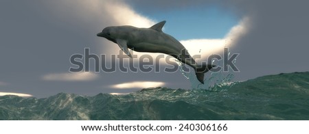 illustration of Marine mammal swimming in the sea