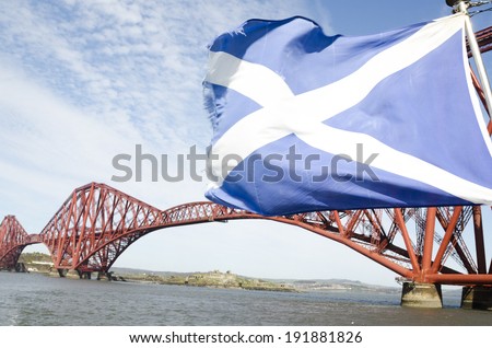 Scotland flag waving on the wind, Edinburgh, Scotland