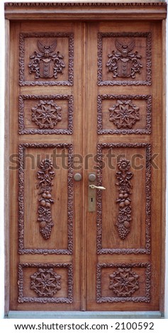 very old wood crafted door in old Tallinn