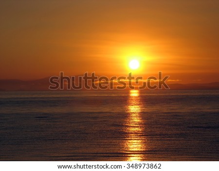 Red sunrise at Japan sea (Ussuri Bay).