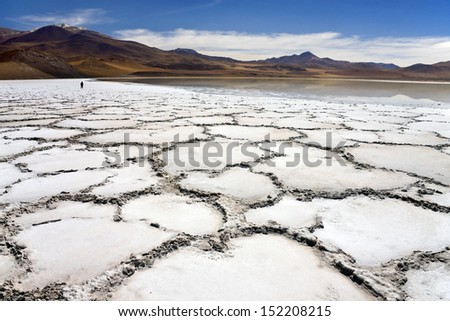 Remote Tuyajto Lagoon & Salt Flats (approx 3800m) in Atacama Desert in the North of Chile in South America