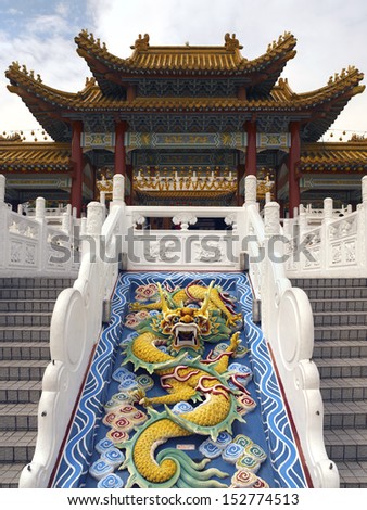 Chinese dragon sculpture in a Chinese Temple in Kuala Lumpur. Malaysia