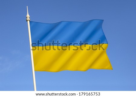 The state flag of Ukraine. As a national flag, was officially used since the 1848 Spring of Nations when it was hoisted over the Lviv Rathaus. During the Soviet occupation, the flag was outlawed.