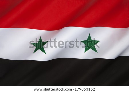 Because of the Syrian civil war, there are currently 2 governments claiming to be the government of Syria, using different flags. The incumbent government, led by Bashar al-Assad is using this flag.
