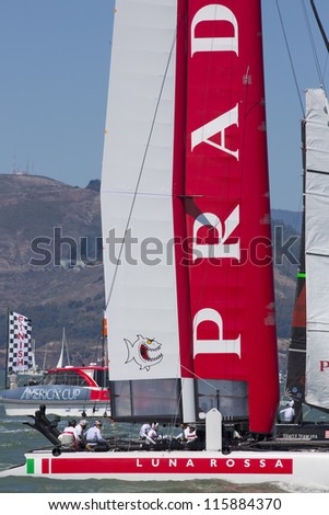 SAN FRANCISCO, CA - AUGUST 26: Italian team in the bay of San Francisco during the final of the America's Cup 2012. Aug 26 2012