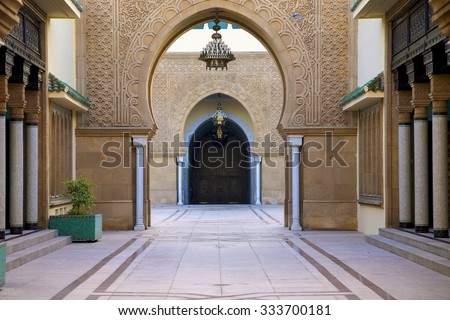 RABAT, MOROCCO, AUGUST 29: Arabic style entrance to the King\'s Palace in Rabat. Morocco