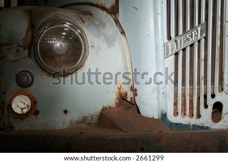 Classic old rusted diesel truck