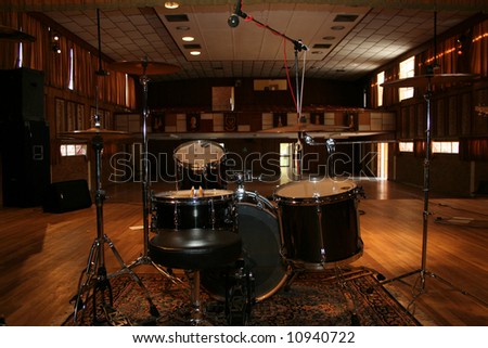 Drumset ready in school hall