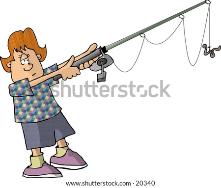 cartoon fishing pole. holding a fishing pole.