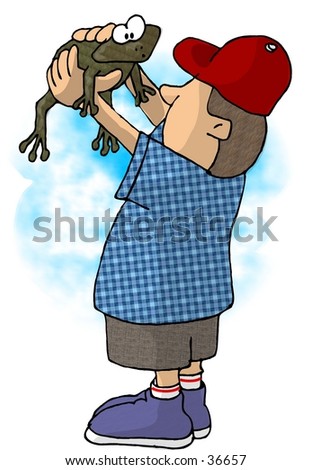 Clipart Illustration Of A Boy Holding A Frog - 36657 : Shutterstock