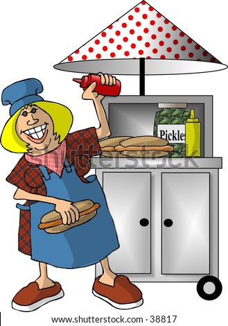 stock photo : Clipart illustration of a hot dog stand