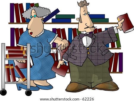 librarians clip art. stock photo : Clipart illustration of two librarians