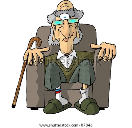 stock photo : Clipart illustration of of an old man in a chair