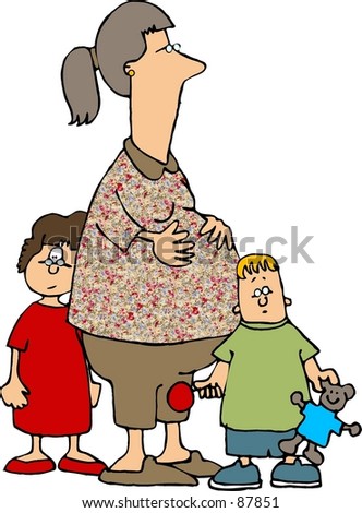 Clip Art Mom And Kids. stock photo : Clipart