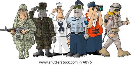 Clipart Illustration Of People In The Us Military - 94896 : Shutterstock