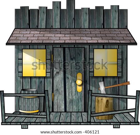 Clipart illustration of an old shed - stock photo