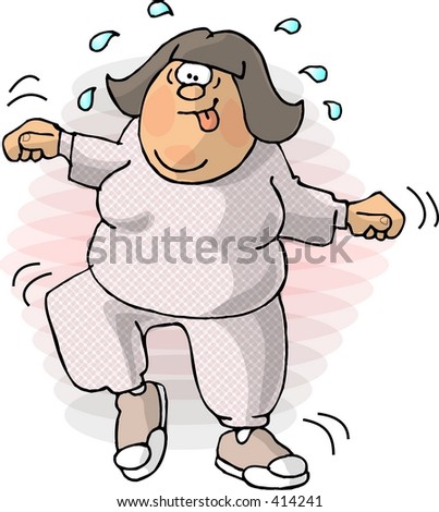 stock photo Clipart illustration of a chubby woman exercising