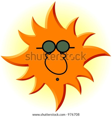 smiley sun with sunglasses. stock photo : Cartoon sun with sunglasses