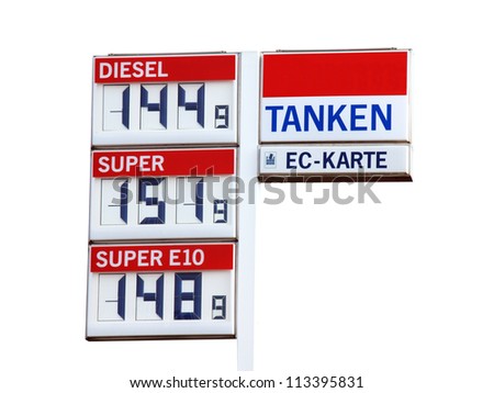 german Petrol price board