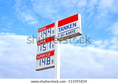 German Petrol price board