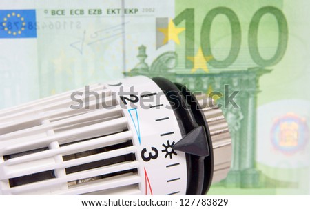 Thermostat with euro banknotes / heating costs