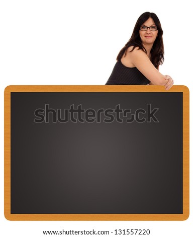 Woman based on a black board / Marketing