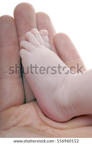Hand holding a baby foot / Love