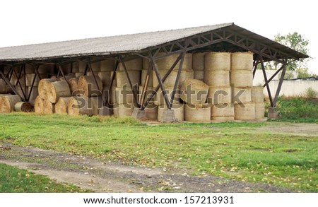 Storage building with straw bales / Agriculture