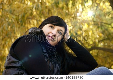 young woman in autumn forest / autumn