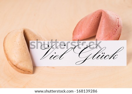 fortune cookies with the german words Good luck / Fortune Cookies