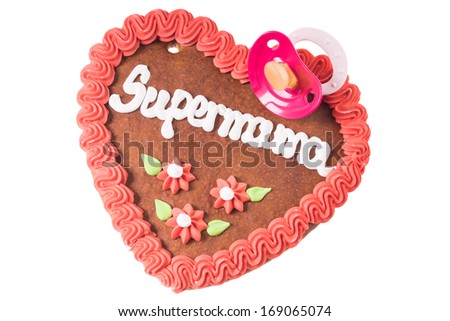 Gingerbread Heart with the german words Super Mom / Gingerbread Heart