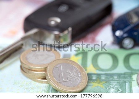 car and euro money with car key / Car and money