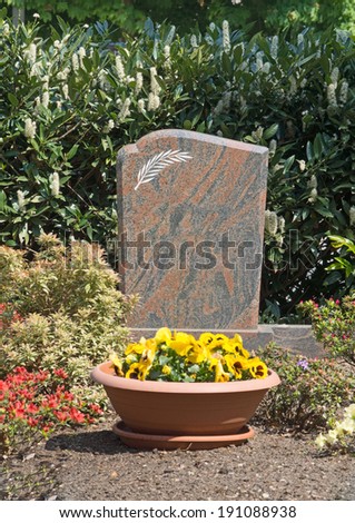 Grave stone with empty text box / cemetery