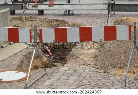 Barrier at a construction site / construction site