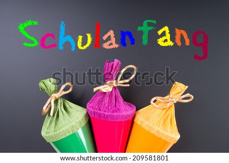 Sugar bags and the german words Back to School / Back to School