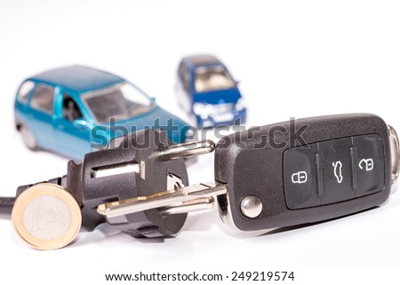 Power plug with euro money and car key / electric car