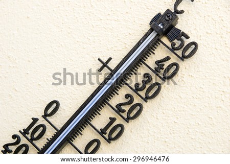 Outdoor Thermometer on a yellow background / Thermometer