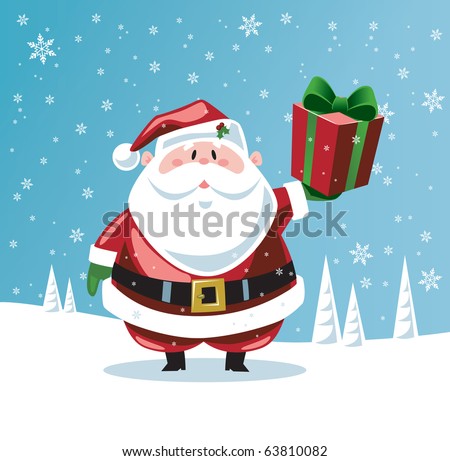 Santa Claus holding up a gift Santa Claus holding up a gift