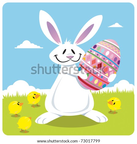 easter bunnies and eggs and chicks. stock vector : Easter bunny