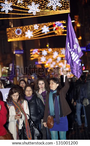 ISTANBUL,TURKEY-MARCH 8: Unidentified women celebrate international women\'s day on March 8,2013, in Istanbul,Turkey