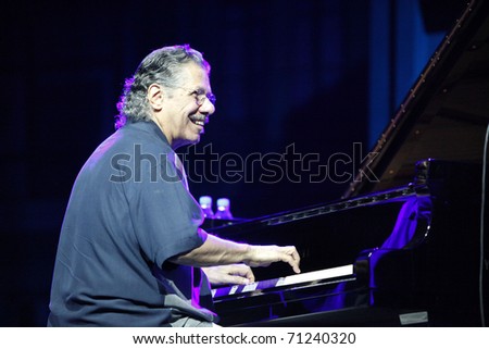 ISTANBUL-JULY 7: Jazz musician Chick Corea performed at the Cemil Topuzlu Open Air Theater on July 7,2010 in Istanbul,Turkey