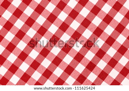 Close up of empty red checkered tablecloth with copy space